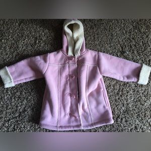 Pink and white suede kids coat